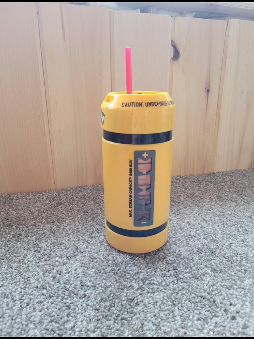 Yellow Novelty Can Tumbler with Red Straw